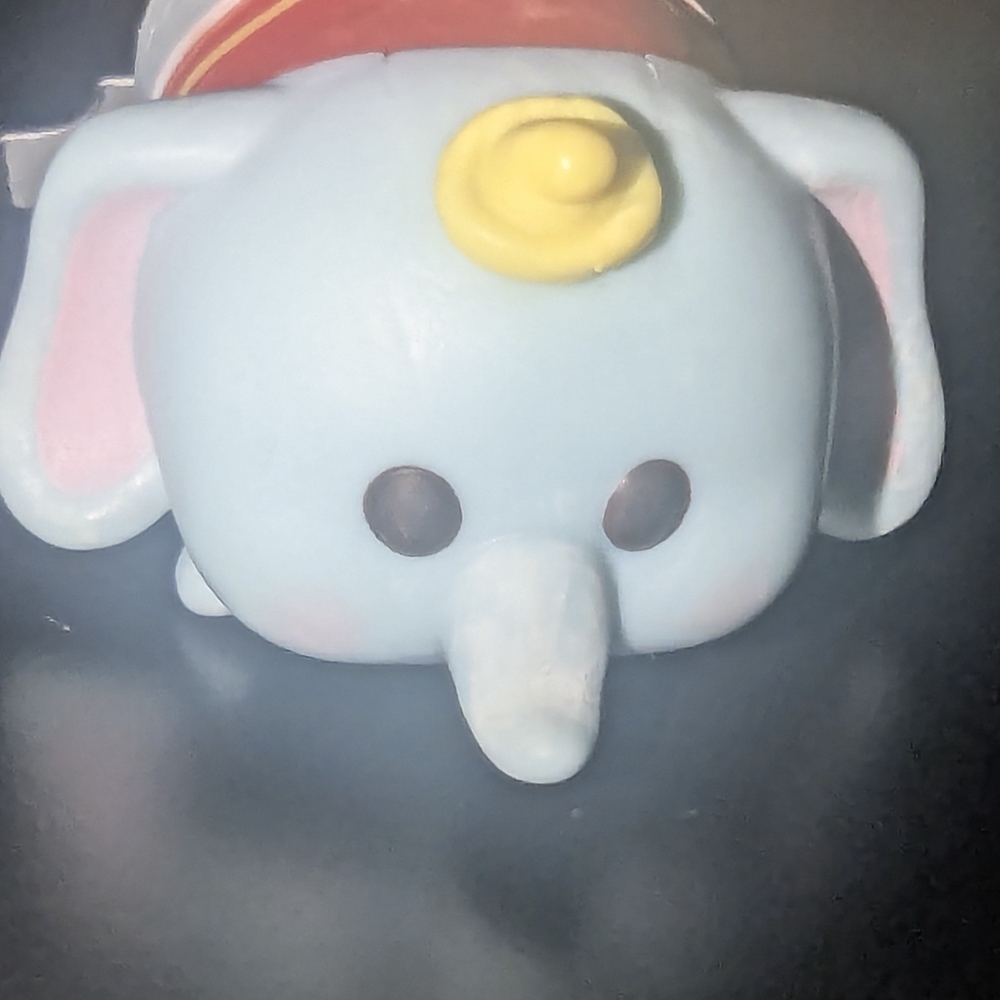 Disney Blue Dumbo Figure with Yellow Hat and Pink Ear Accents